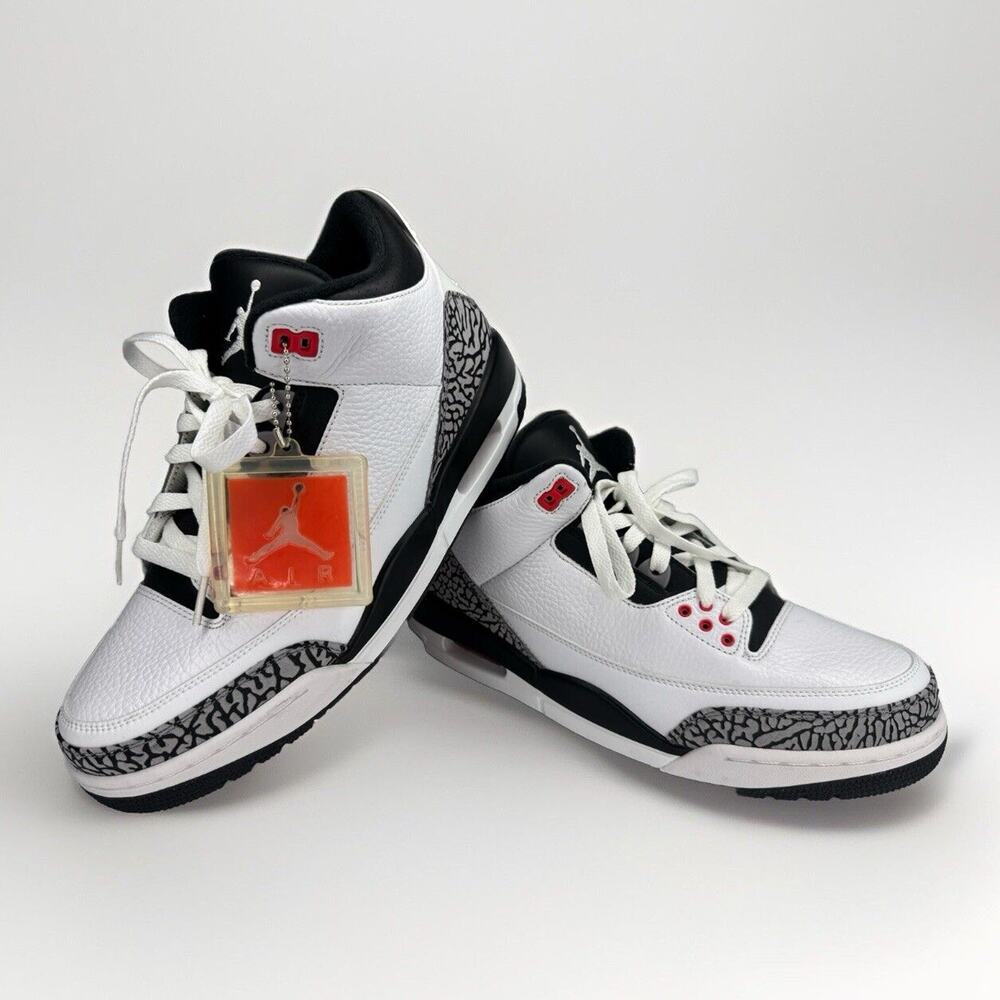 NWOB Nike Air Jordan 3 Retro Infrared 23 White-Black-Gray 136064-123 Size US 9.5